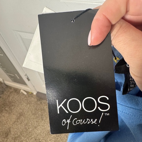 KOOS Of Course! NWT Blue Scallop Hem Linen Blend Blouse Size 1XL - Picture 4 of 7